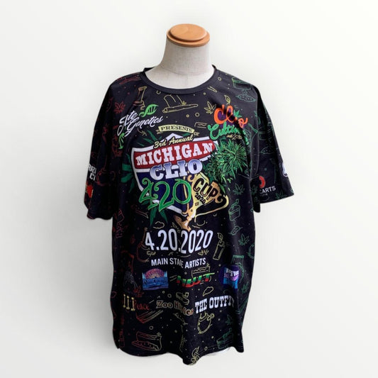 USA古着✨️420 CUPオールオーバー総柄T 2XL ガンジャマン